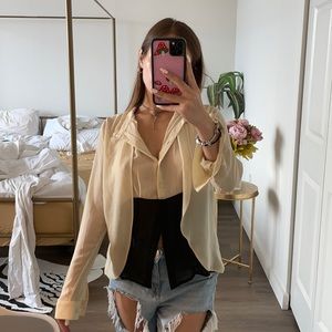 Cream & Black Button Up Blouse ♡